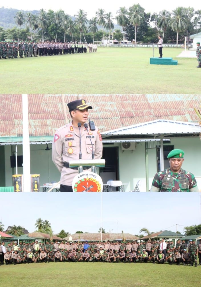 Polres Malteng Laksanakan Apel Gabungan TNI-POLRI Di Mako Kodim 1502/Masohi