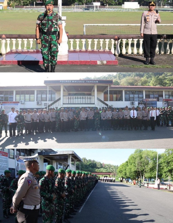 POLRES MALTENG : Tingkatkan Sinergitas, Polres Malteng Laksanakan Apel Gabungan TNI-POLRI