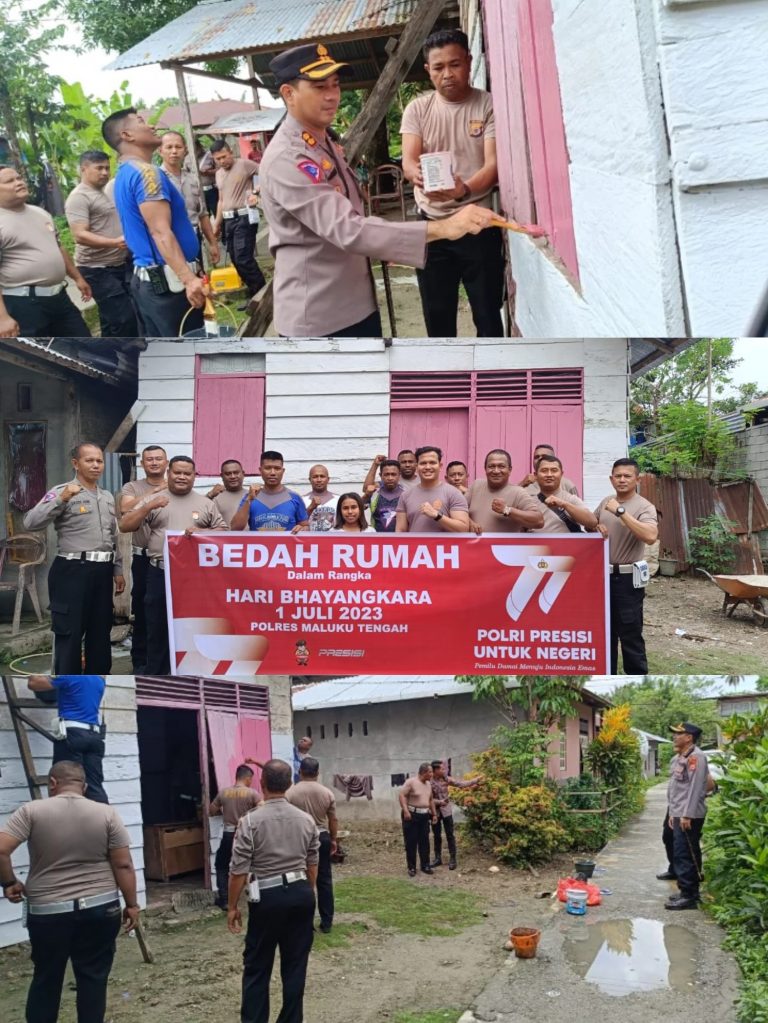 Kapolres Malteng Bersama Personel Launching Bedah Rumah Jelang Hari Bhayangkara ke-77