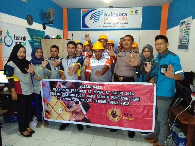 Sosialisasi Tim Satgas Saber Pungli Kabupaten Maluku Tengah di PT. Haleyora Powerido Kota Masohi
