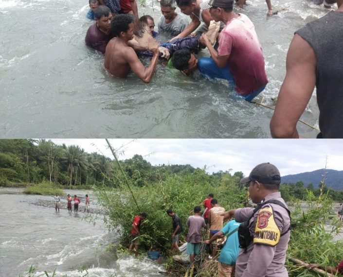 POLRES MALTENG : Polsek Elpaputih dan Warga Evakuasi Seorang Petani Meninggal Terseret Arus Kali