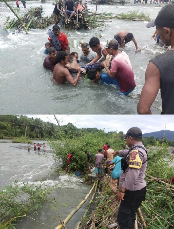 POLRES MALTENG : Polsek Elpaputih dan Warga Evakuasi Seorang Petani Meninggal Terseret Arus Kali